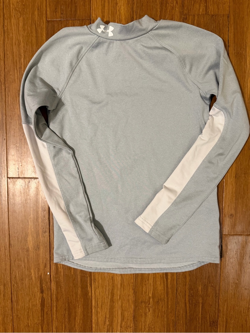 Under Armour Light Gray & White Long Sleeve Kids Performance Tee